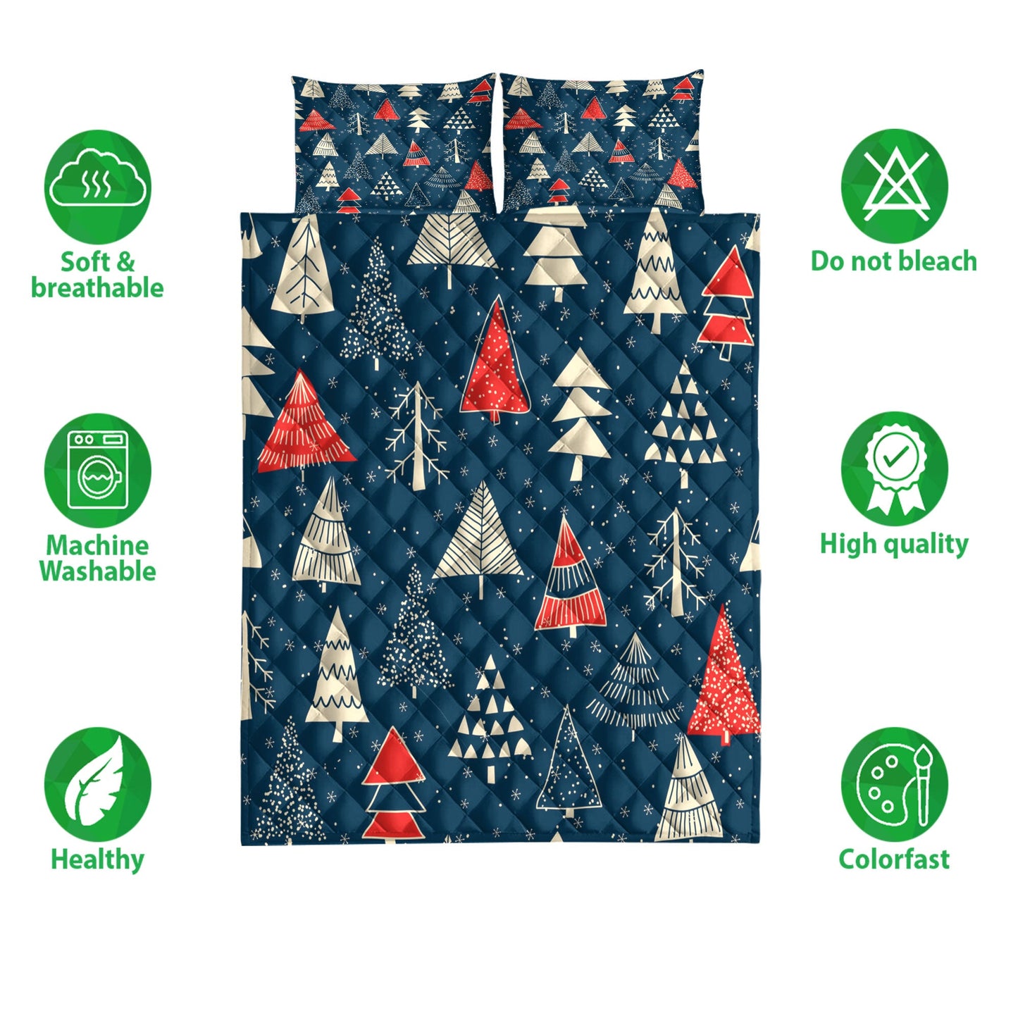 Christmas Quilt Set, Christmas Tree Snowflakesmass Quilt Blanket With Pillowcases, Quilt Bedding Set, Christmas Gift