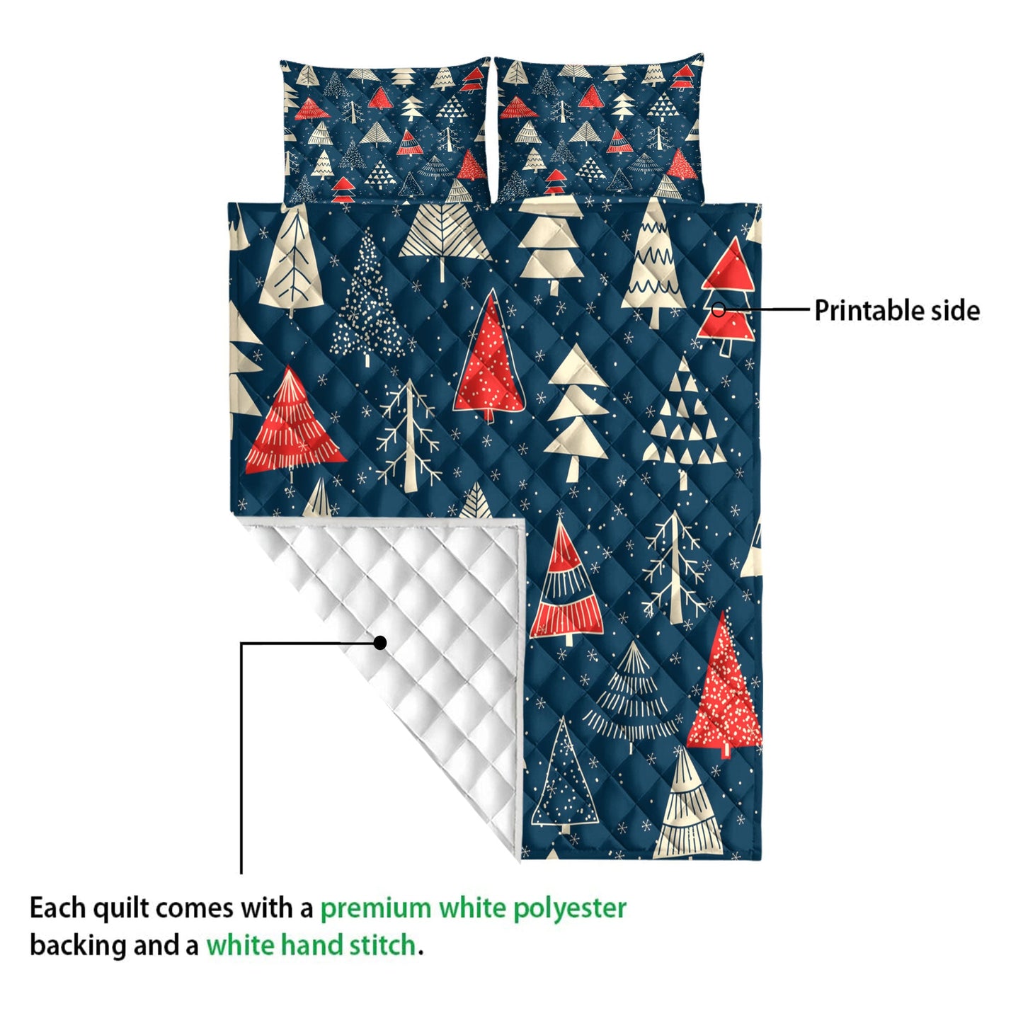 Christmas Quilt Set, Christmas Tree Snowflakesmass Quilt Blanket With Pillowcases, Quilt Bedding Set, Christmas Gift