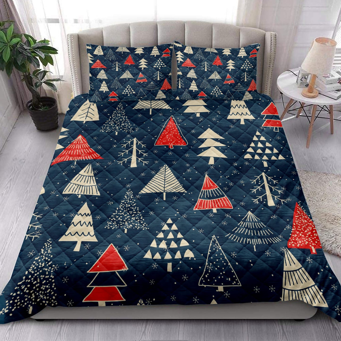 Christmas Quilt Set, Christmas Tree Snowflakesmass Quilt Blanket With Pillowcases, Quilt Bedding Set, Christmas Gift