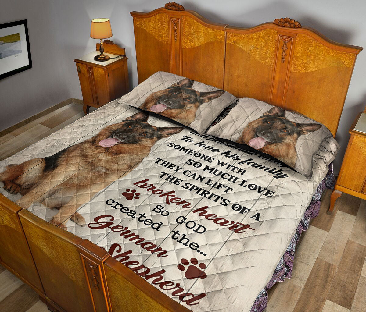 German Shepherd Quilt Set, German Shepherd God Once Said Dog Quilt Blanket With Pillowcases, Quilt Bedding Set
