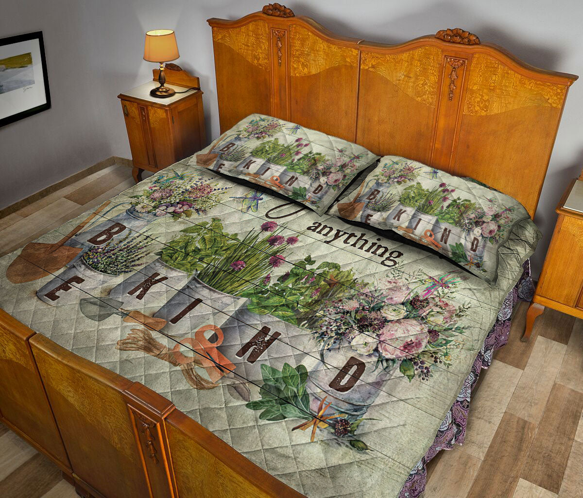 Gardening Quilt Set, Gardening Gardener Plant Flower Be Kind Wood Quilt Blanket With Pillowcases, Quilt Bedding Set
