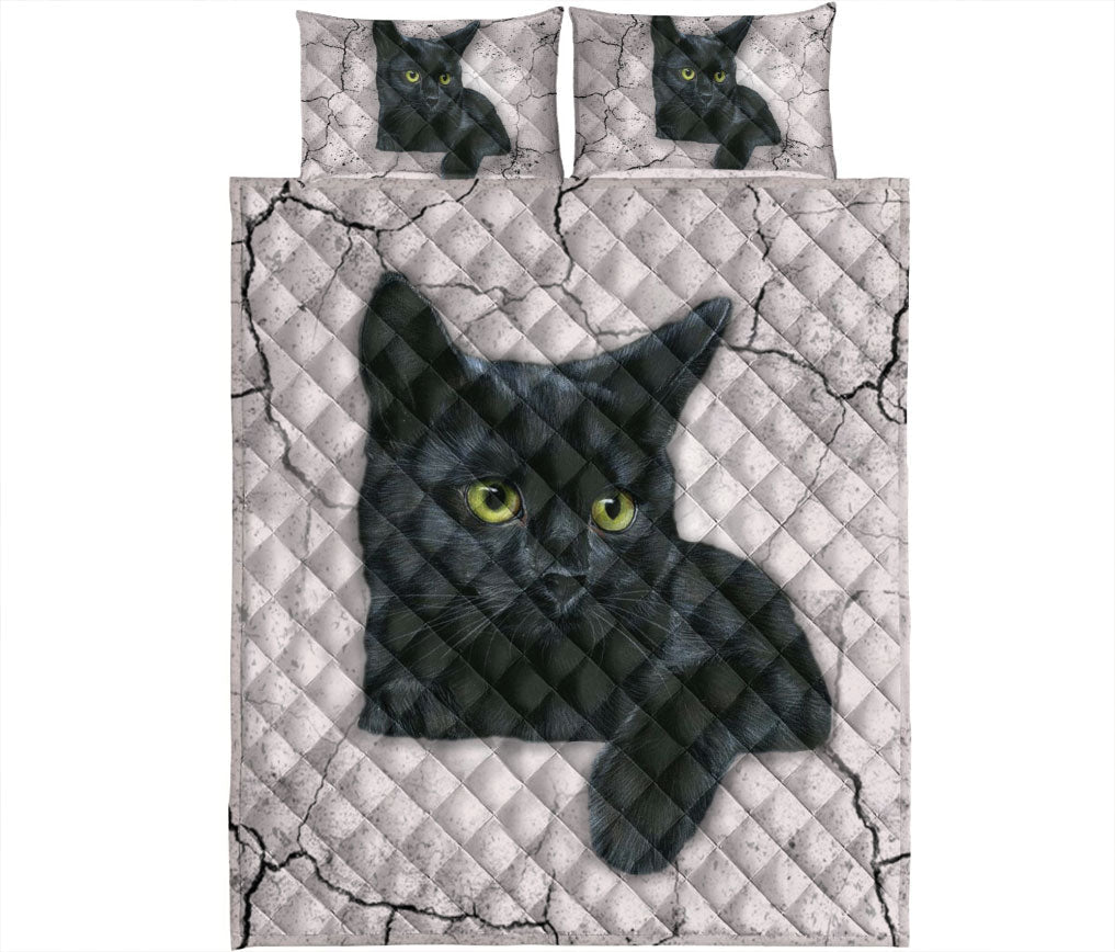 Black Cat,Cat Quilt Set, Black Cat Quilt Blanket With Pillowcases, Quilt Bedding Set
