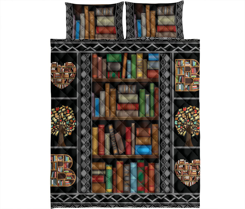 Book Quilt Set, Love Book Bookworm Book Nerd Quilt Blanket With Pillowcases, Quilt Bedding Set