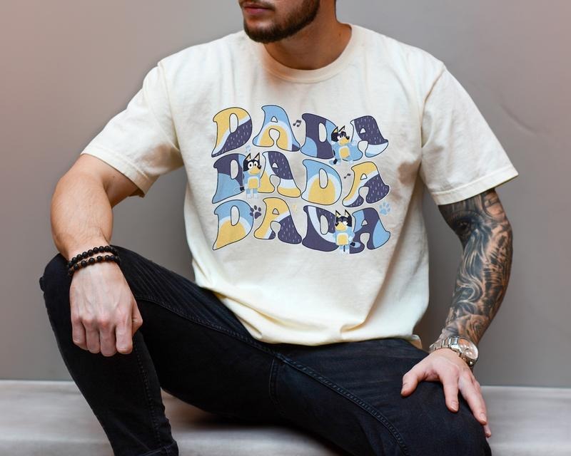 Retro Dad Bluey Shirt | Retro Dada Bandit Heeler Shirt | Father's Day TShirt, Dad Bluey Shirt Bluey Kids Tee | Bluey Family Shirt