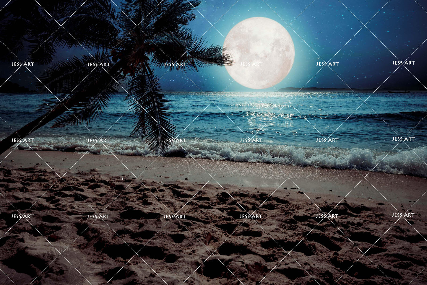 3D Blue Sea Moon Beach Tree Quilt Cover Set Bedding Set Pillowcases 33