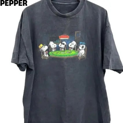Snoopy Shirt Mens Peanuts And The Gang Poker Crew Neck ,T-Shirt For Unisex , Gift For Men , Gift For Women Top Womenswear Underwear Human