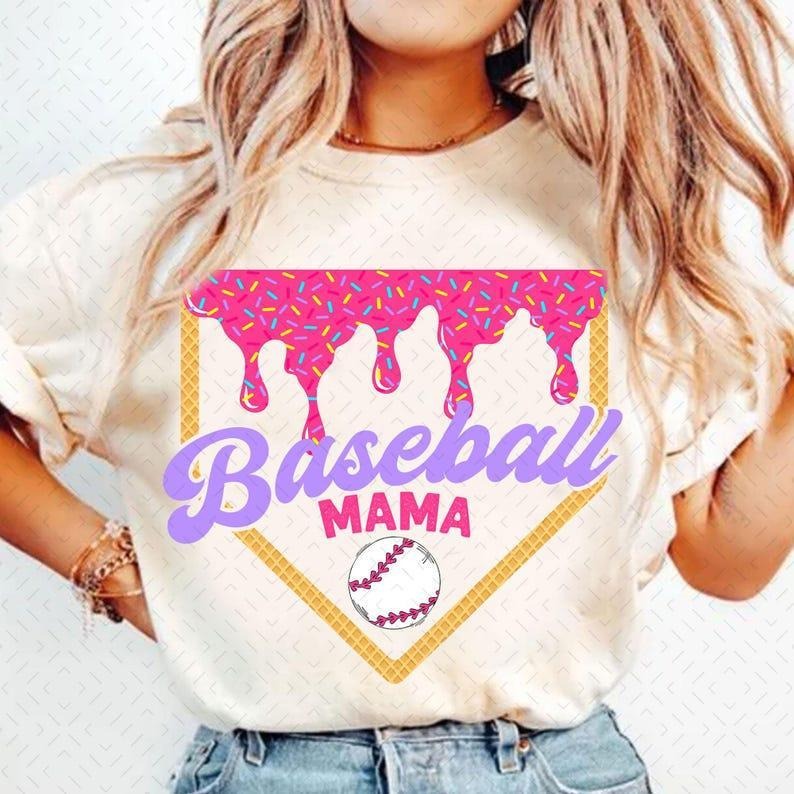 Softball Mama Ice Cream Shirt, Retro Game Day Look, Sporty Fun, Womenswear Top shirts