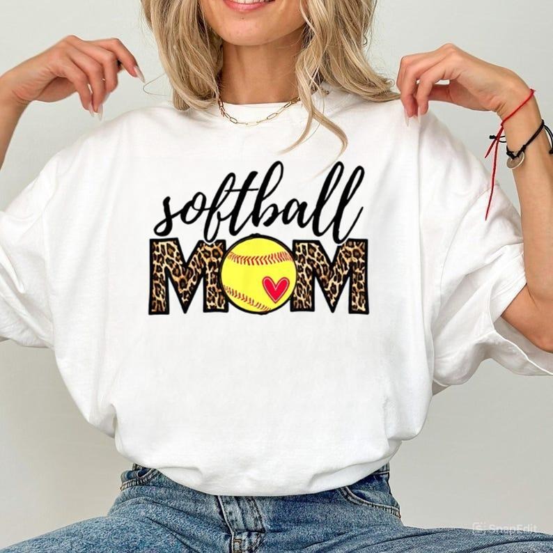 Softball Mom Leopard Shirt, Softball Mom Shirt, Softball Mama Shirt, Softball Mom Gift, Softball Lover Shirt, Softball Game Day Shirt