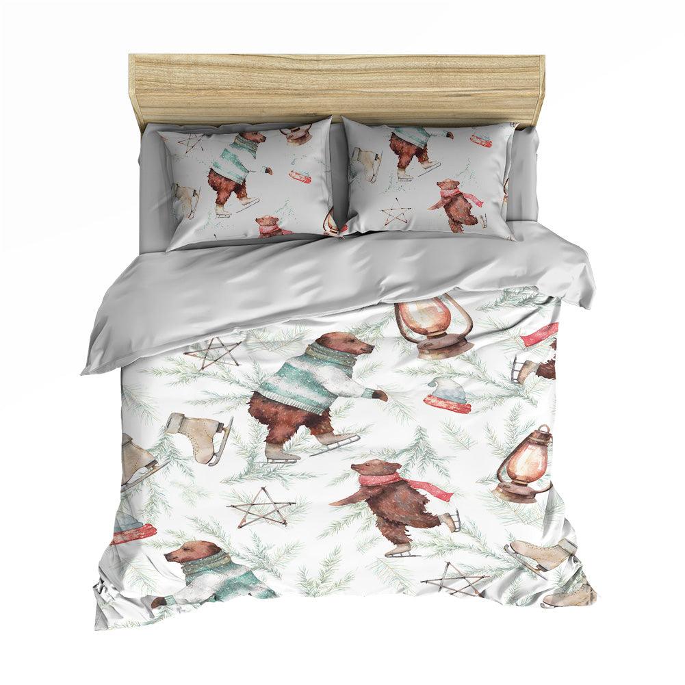 3D Bear Skating Pentagram Quilt Cover Set Bedding Set Pillowcases 144