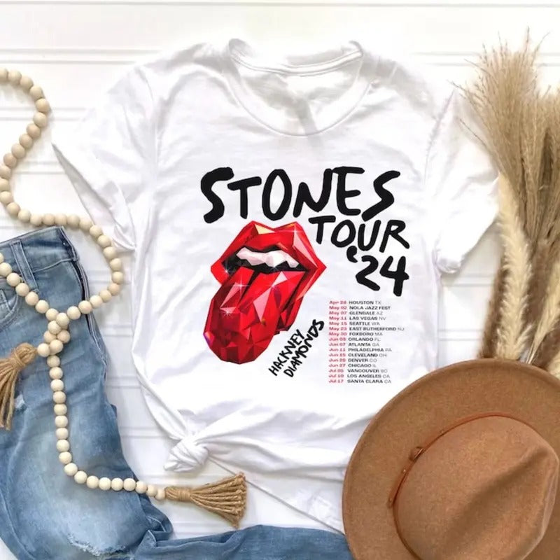 The Rolling Stones Hackney Diamonds Tour 2024 Schedule List T-Shirt, Rolling Stones 2024 Hackney Diamonds Tour Shirt, Rolling Stones Shirt Top Womenswear