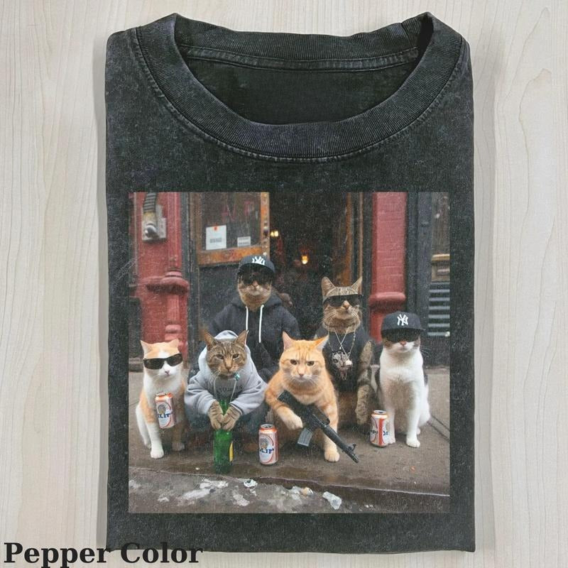 Vintage Funny Cat Drink Beer Tshirt, Funny Meme Shirt- Cat Coll Tshirt- Love Cat- Funny Meme Shirt Top Menswear