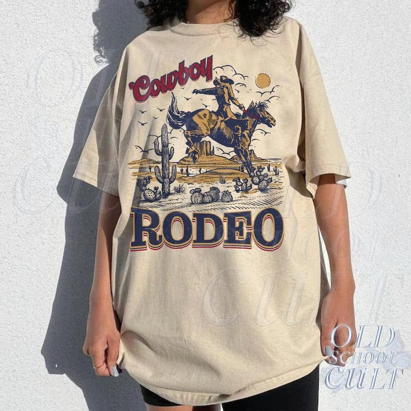 Vintage Western Cowboy Graphic T-Shirt, Retro 90s Graphic Western Shirt, Rodeo Tese, Rodeo Oversize Cowboy Shirt, Wild West Gift, Cool Gift