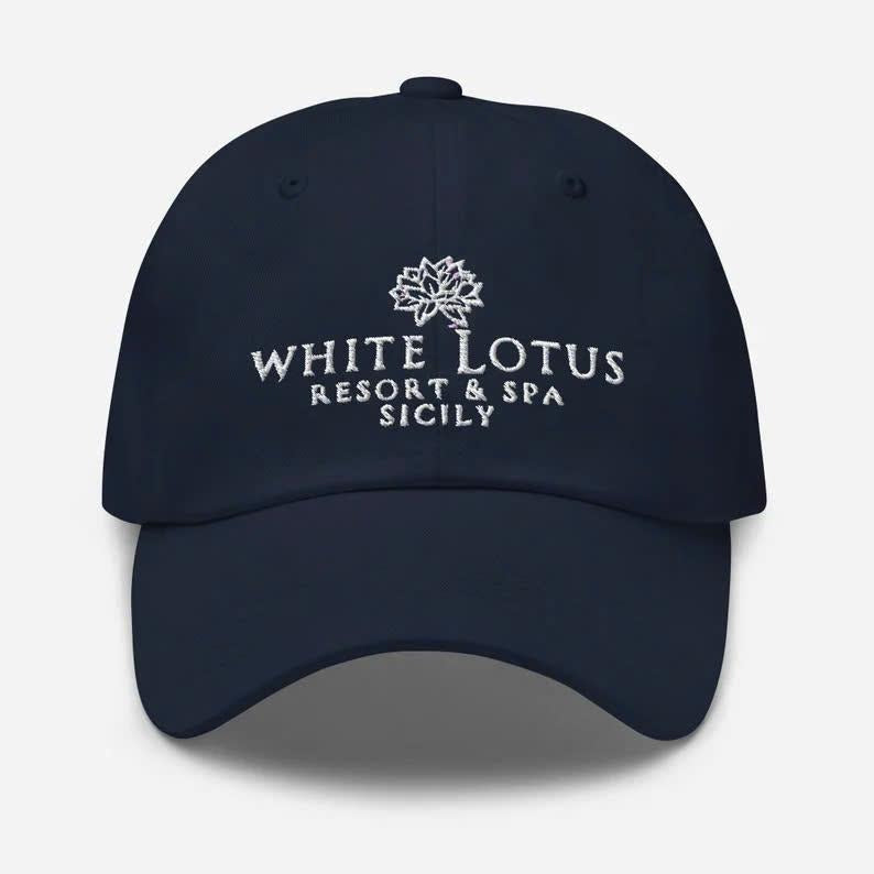 WHITE LOTUS Resort & Spa Sicily, Luxury Escape Cap, Elegant Embroidered Hat, Travel Gift