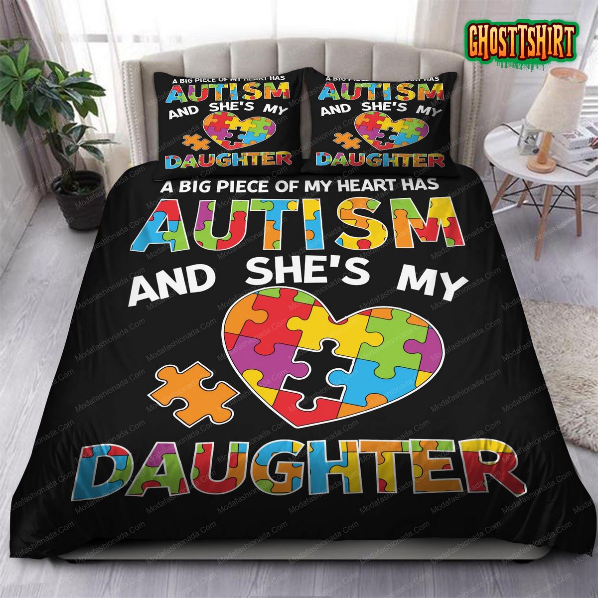 A Big Piece Of My Heart Has Autism And She's My Daughter Bedding Set
