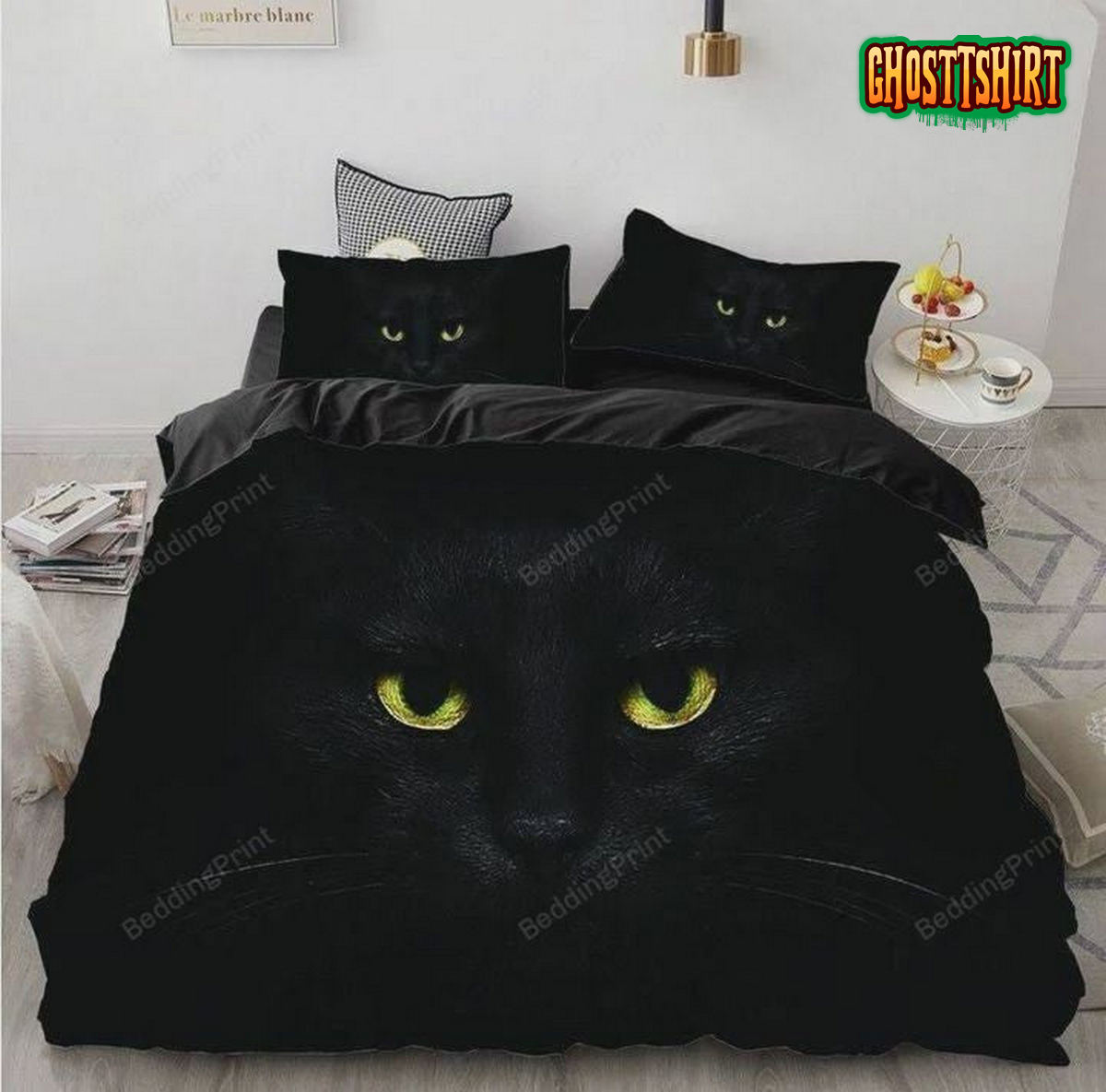 A Black Cat Bed Sheets Duvet Cover Bedding Set