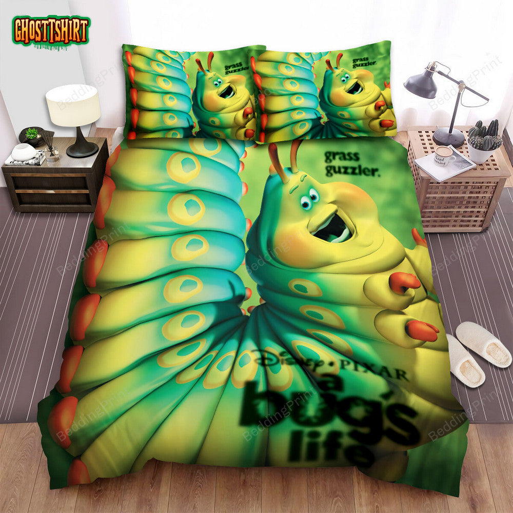 A Bug’s Life Movie Happy Worm Photo Bed Sheets Duvet Cover Bedding Set