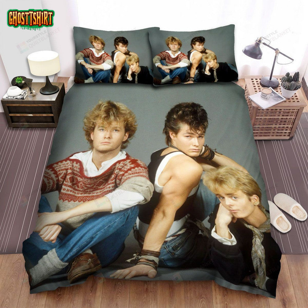 A-Ha Music Band Gray Background Photo Bed Sheets Spread Comforter Duvet Cover Bedding Set
