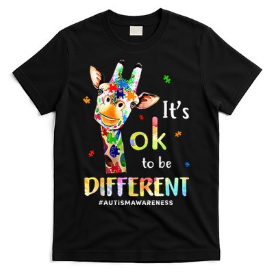 Autism Awareness Cute Giraffe Animal Its Ok To Be Different T-Shirt