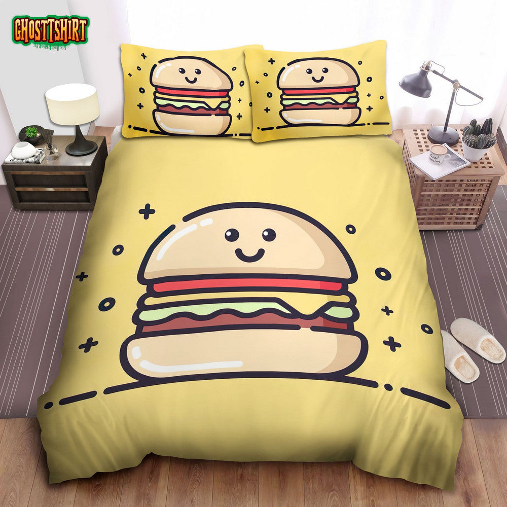 Adorable Cartoonish Hamburger Bed Sheet Spread Comforter Duvet Cover Bedding Set