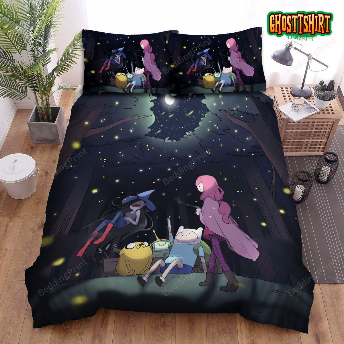 Adventure Time, Watching Fireflies Bed Sheets Spread Duvet Cover Bedding Set