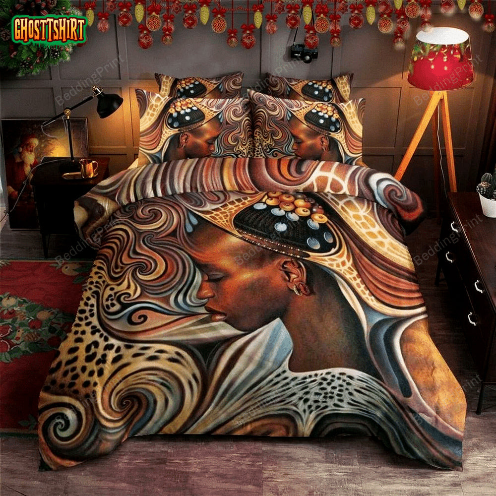 African American Black Woman Art Bedding Custom Name Duvet Cover Bedding Set