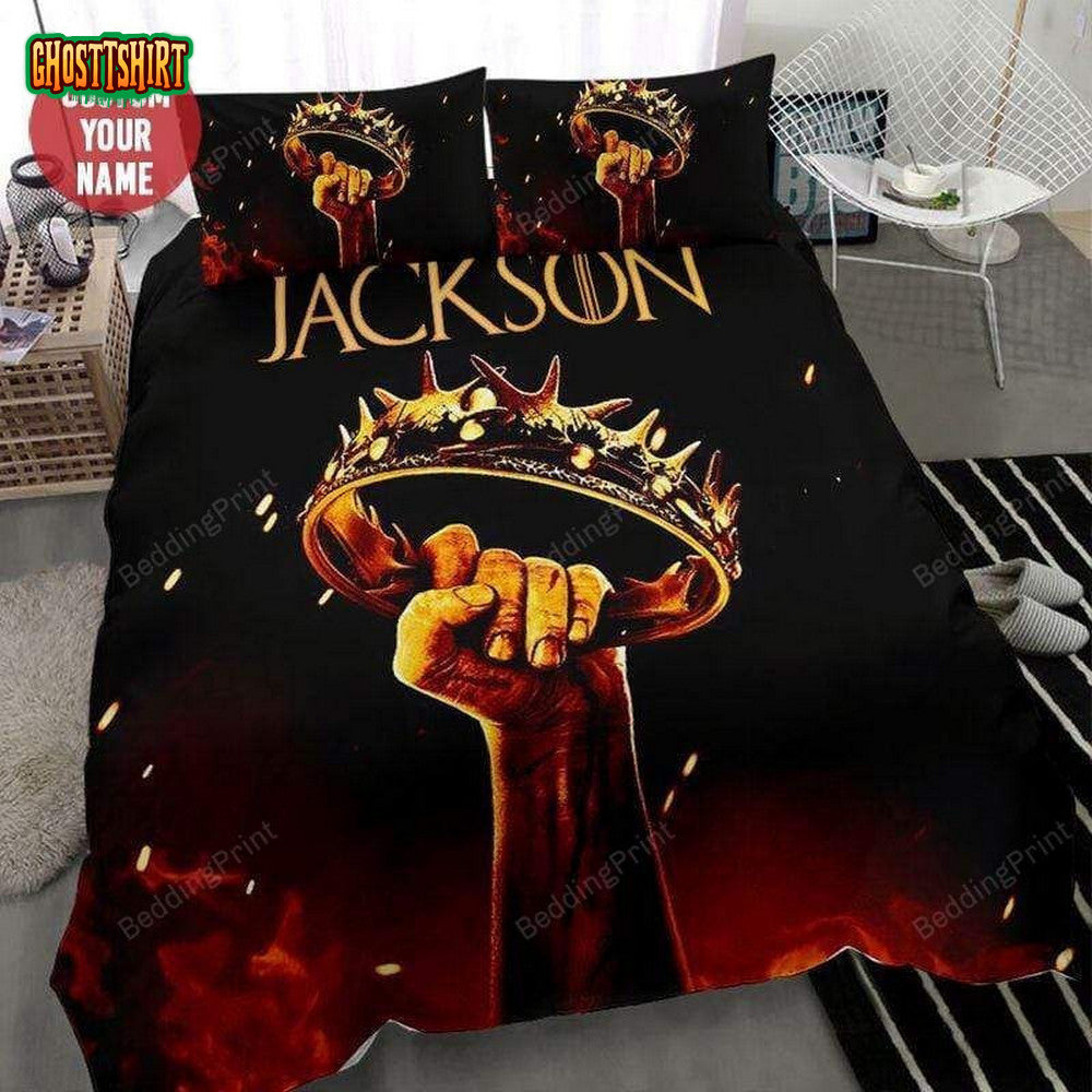 African American King Crown Custom Name Duvet Cover Bedding Set