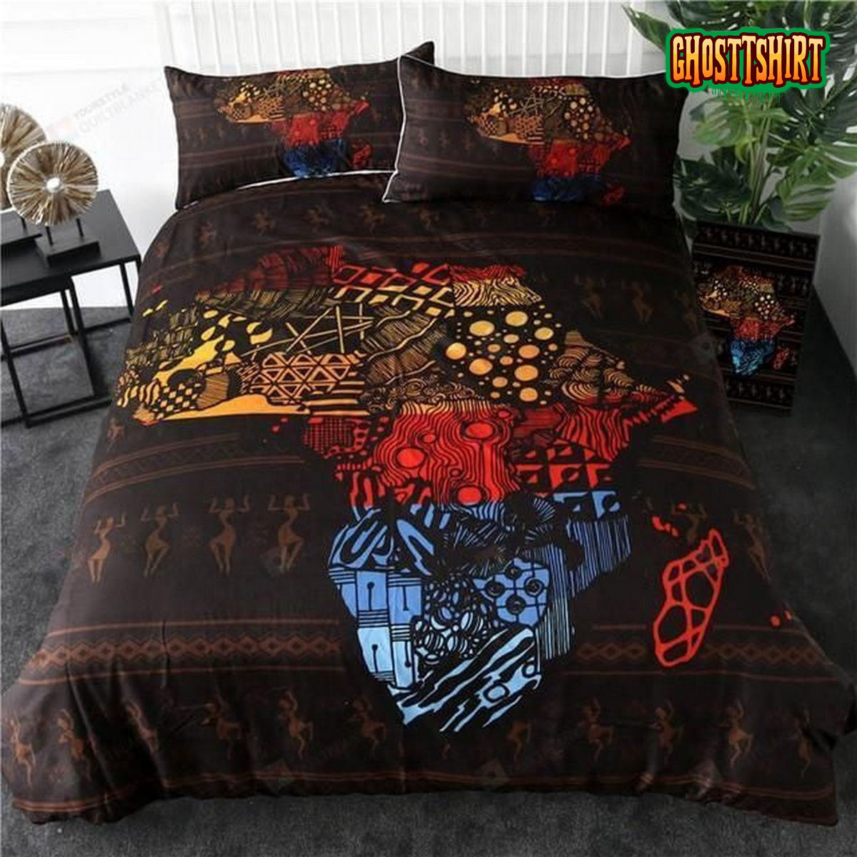 African Map Bed Sheets Spread Duvet Cover Bedding Set