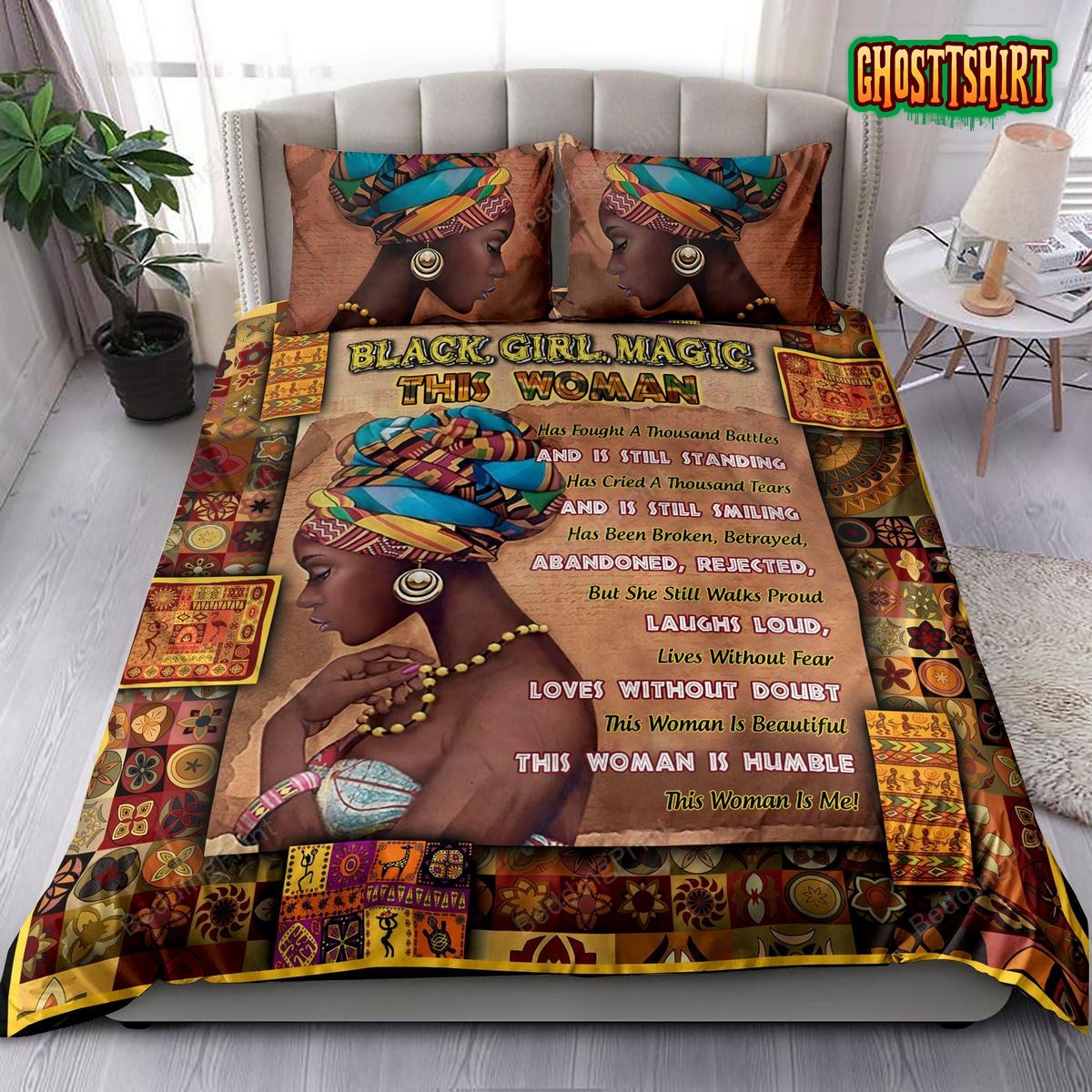 African Woman Black Girl Magic Bedding Set