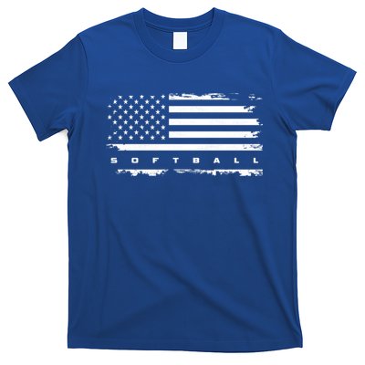 American Flag Softball Gift Softball Funny Gift T-Shirt