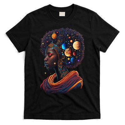 Afro Galactic Beauty Queen Pride Woman Space Black History T-Shirt