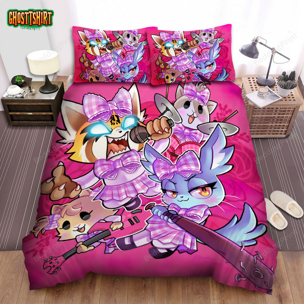 Aggretsuko Adorable Metal Girl Band Bed Sheets Spread Duvet Cover Bedding Set