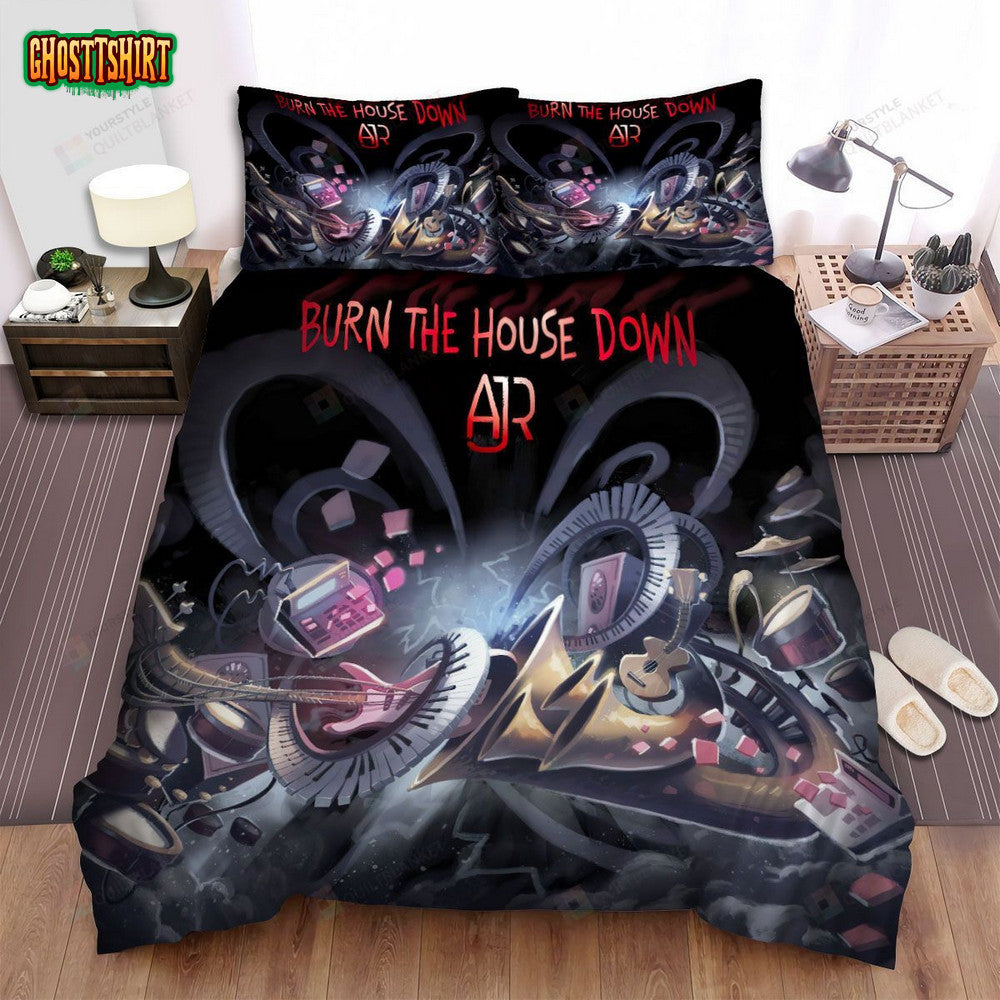 Ajr Band Burn The House Down Album Cover Bed Sheets Spread Comforter Duvet Cover Bedding Set