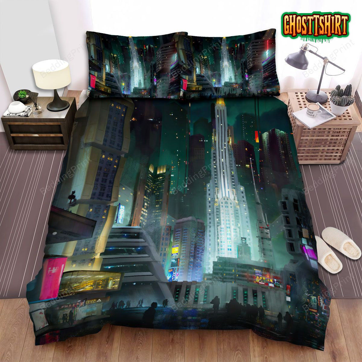 Akira Neo-Tokyo Sci-Fi City Illustration Bed Sheets Duvet Cover Bedding Set