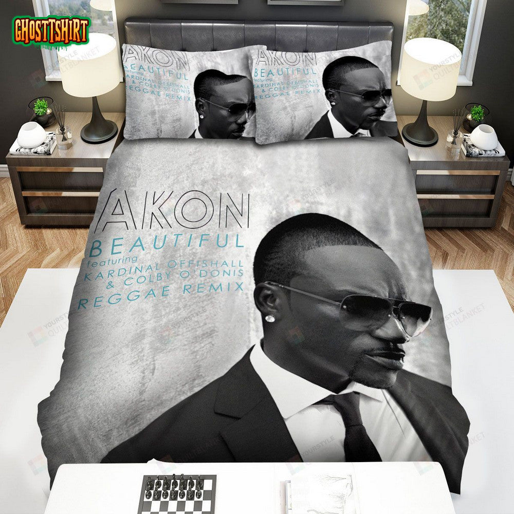 Akon Beautiful Album Cover Bed Sheets Spread Comforter Duvet Cover Bedding Set