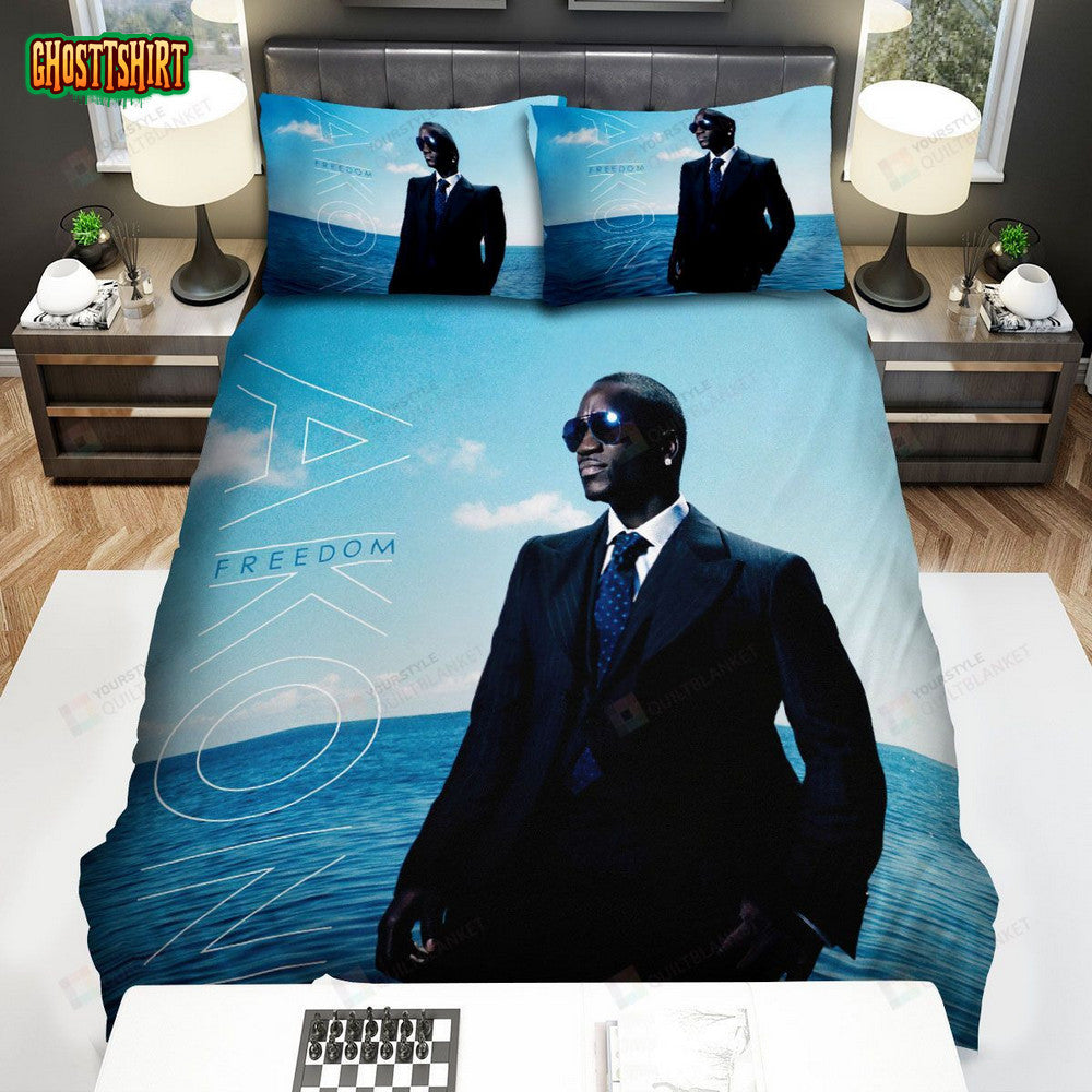 Akon Freedom Album Cover Bed Sheets Spread Comforter Duvet Cover Bedding Set