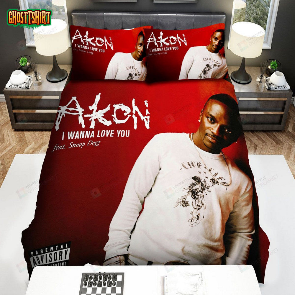 Akon I Wanna Love You Album Cover Bed Sheets Spread Comforter Duvet Cover Bedding Set