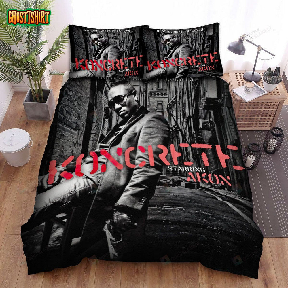 Akon Koncrete Album Cover Bed Sheets Spread Comforter Duvet Cover Bedding Set
