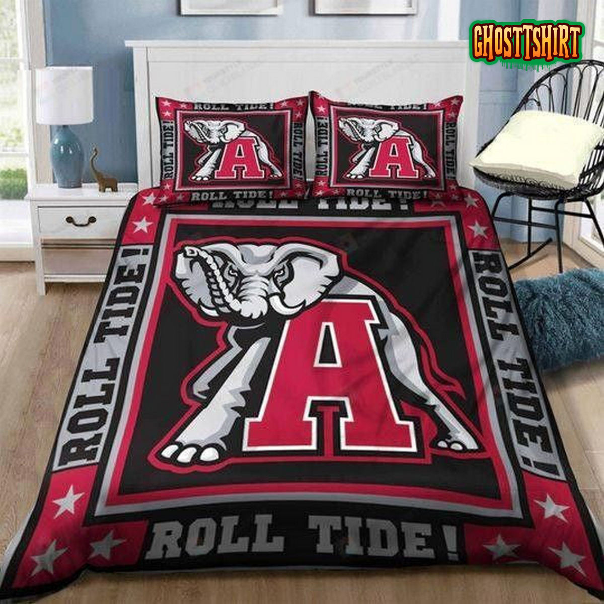 Alabama Crimson Tide Roll Tide Logo Duvet Cover Bedding Set