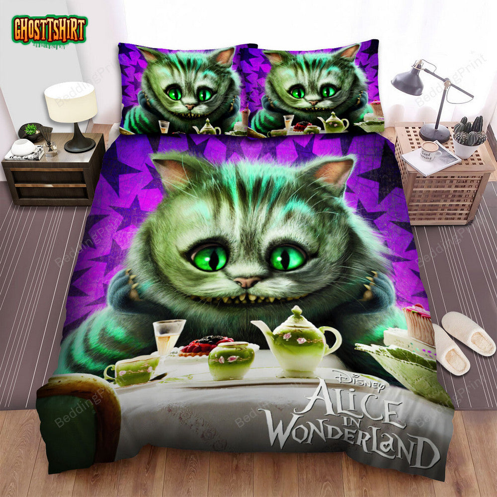 Alice In Wonderland (I) (2010) The Cheshire Cat Movie Poster Bed Sheets Duvet Cover Bedding Set