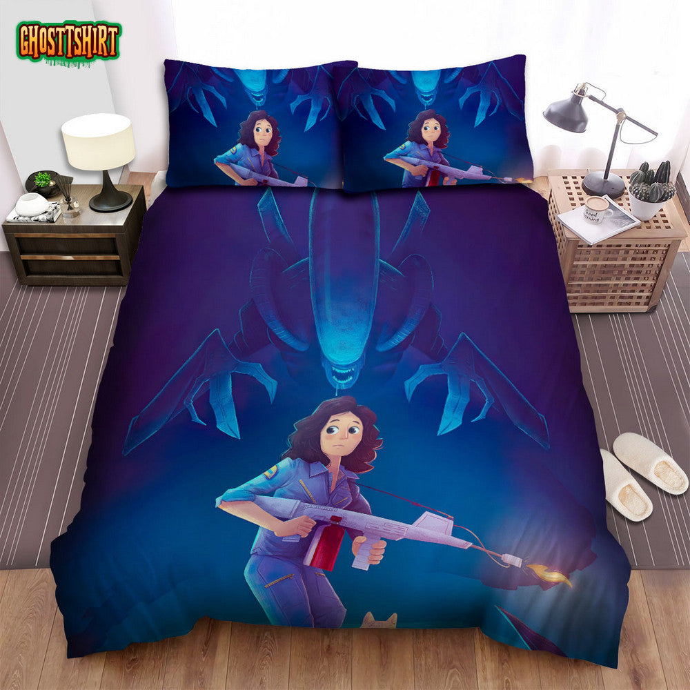 Alien Cartoon Poster Bed Sheets Spread Comforter Duvet Cover Bedding Set