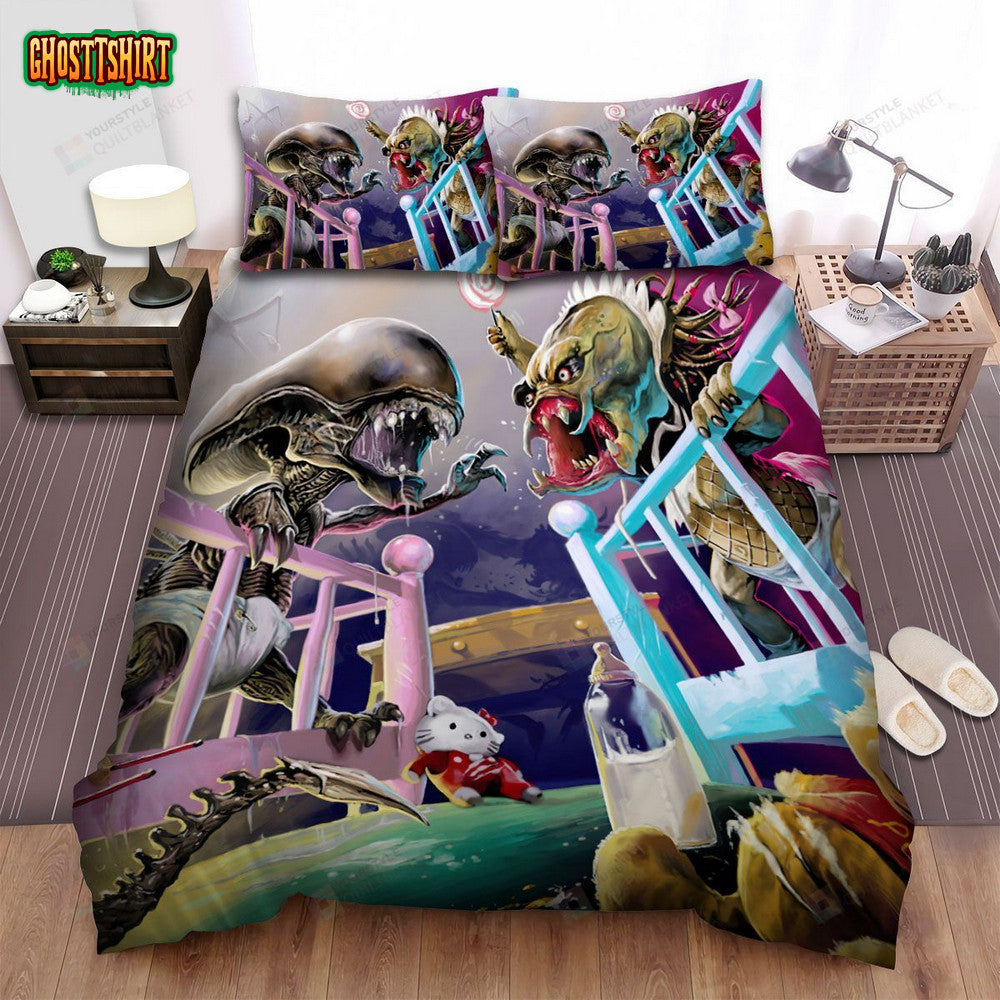 Alien Vs. Predator Movie Art 3 Bed Sheets Spread Comforter Duvet Cover Bedding Set