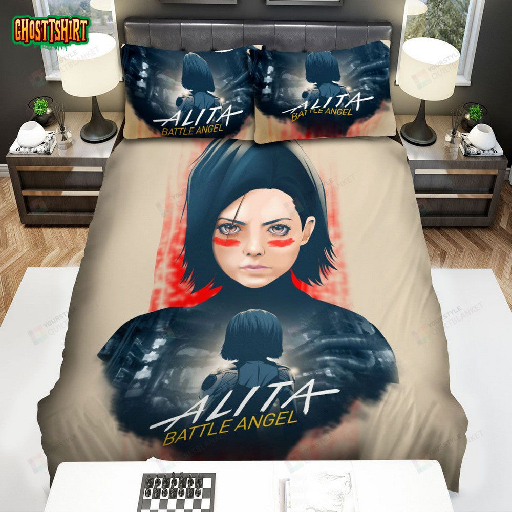 Alita Battle Angel Double Exposure Art Poster Bed Sheets Spread Duvet Cover Bedding Set