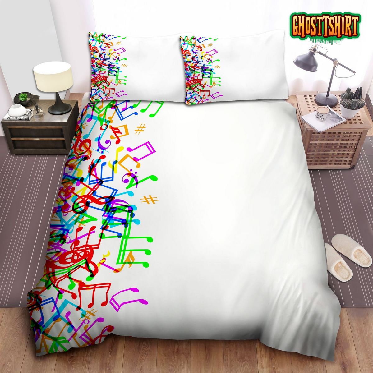 Ambesonne Home Trippy Style Music Notes Bed Sheets Duvet Cover Bedding Set