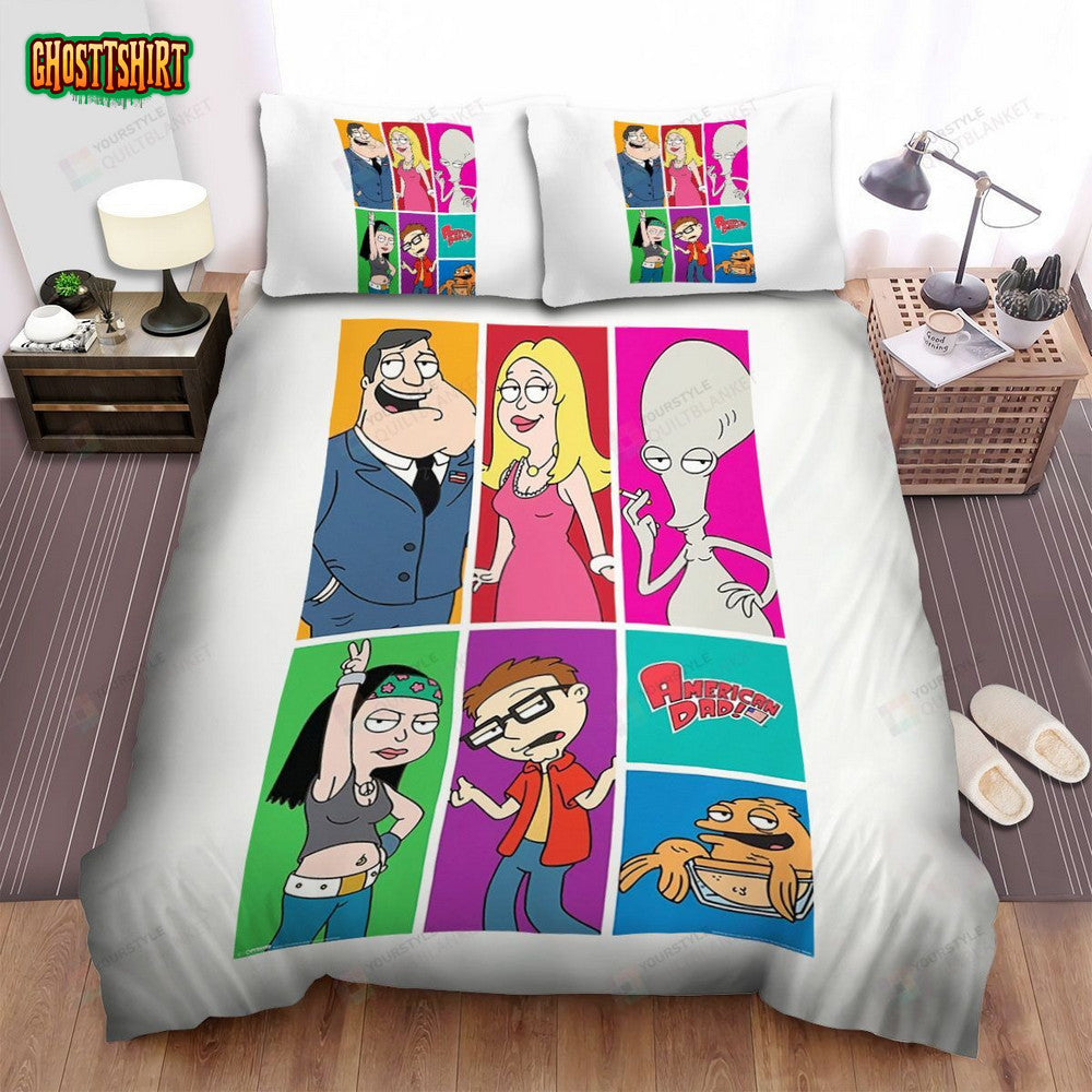 American Dad Characters Intro Bed Sheets Spread Duvet Cover Bedding Set