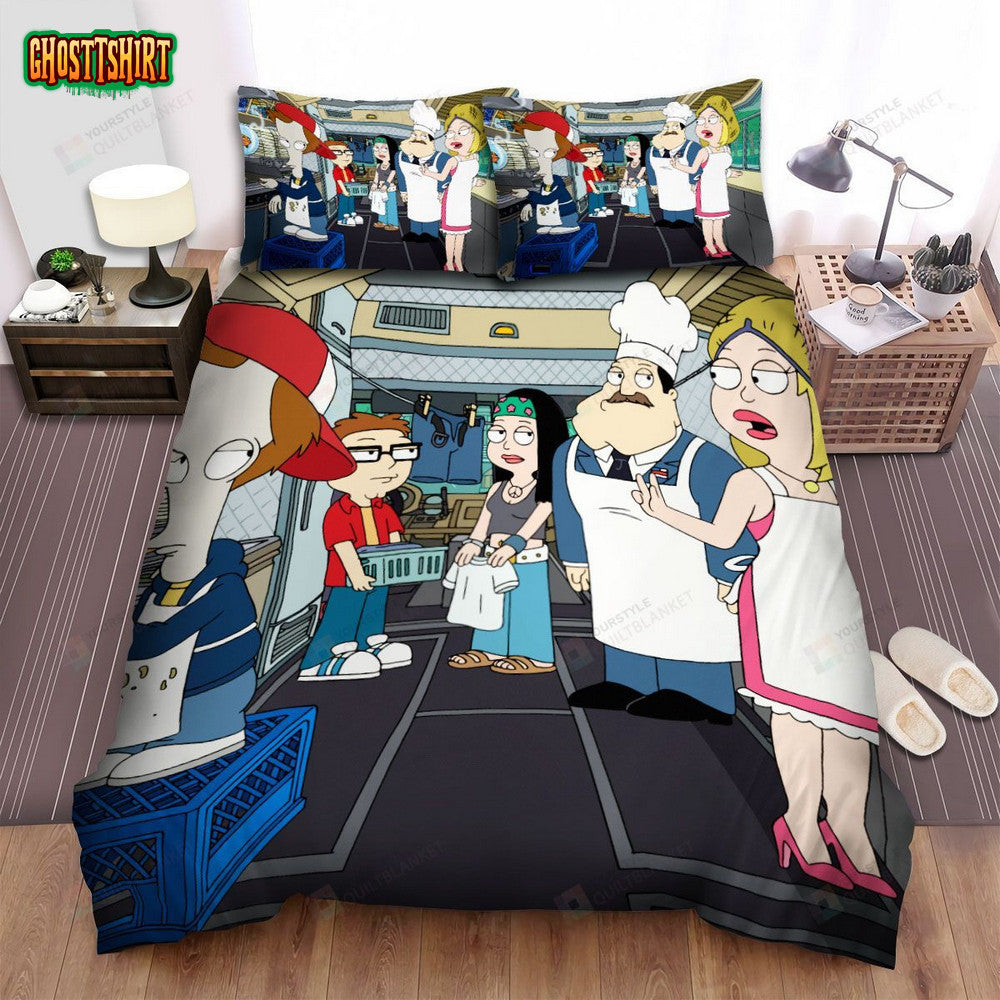 American Dad Characters On A Food Truck Bed Sheets Spread Duvet Cover Bedding Set