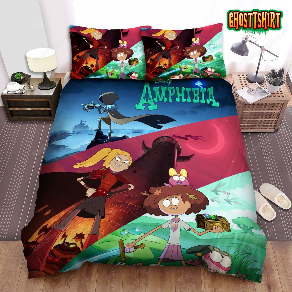Amphibia Anne, Sasha, And Marcy Poster Bed Sheets Spread Duvet Cover Bedding Set