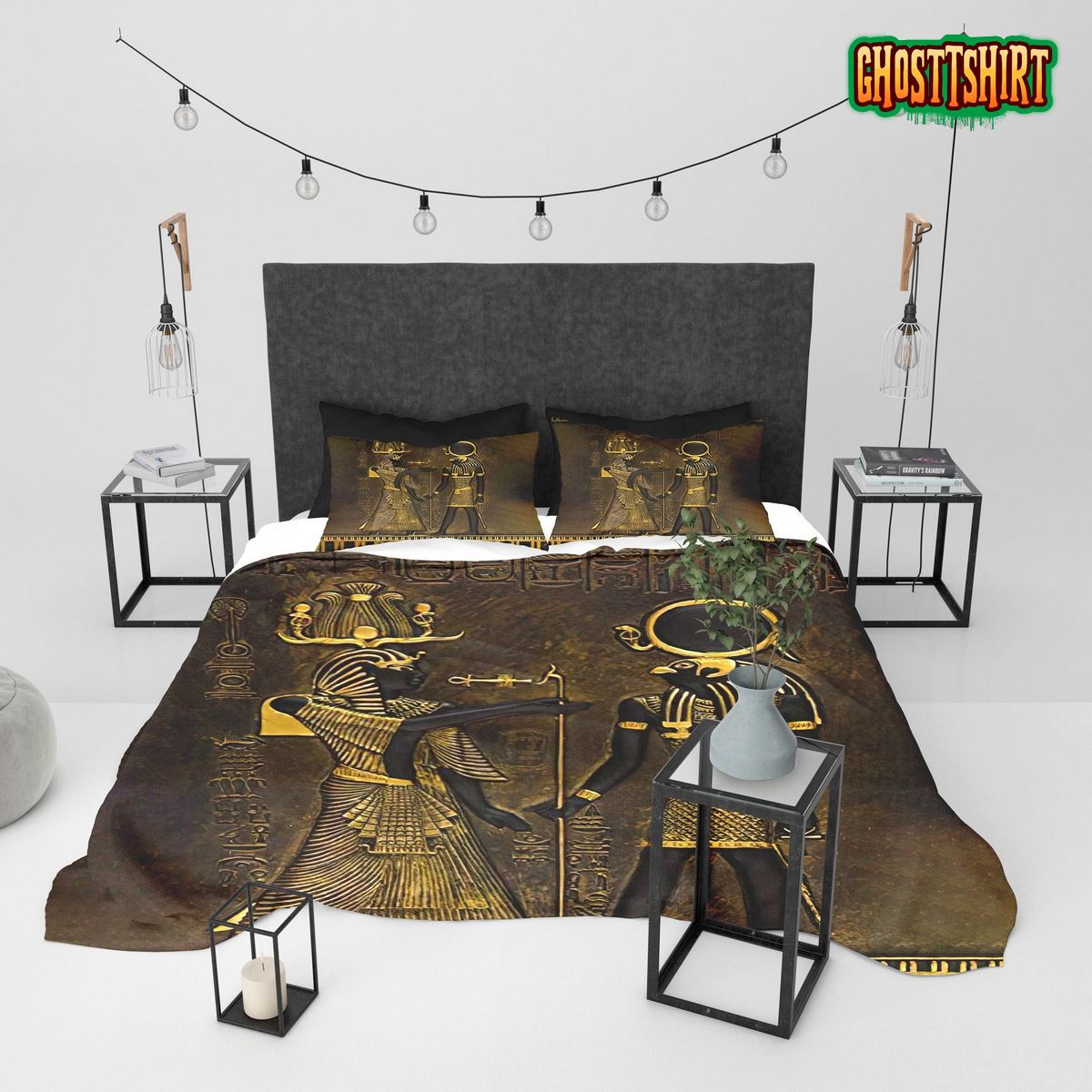 Ancient Egyptian Pharaoh And Horus Duvet Cover Bedding Set