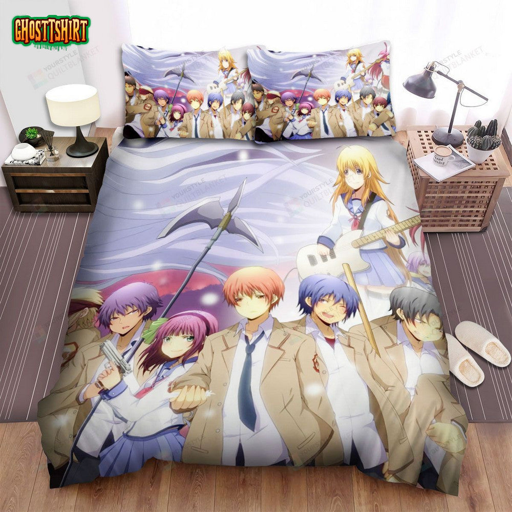 Angel Beats! Team Sss Anime Bed Sheets Spread Comforter Duvet Cover Bedding Set