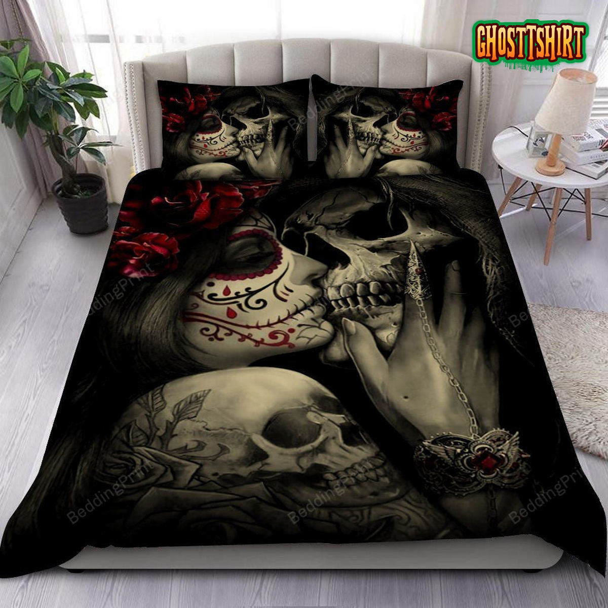Angel & Demon Gothic Skull Art Bed Sheets Duvet Cover Bedding Set