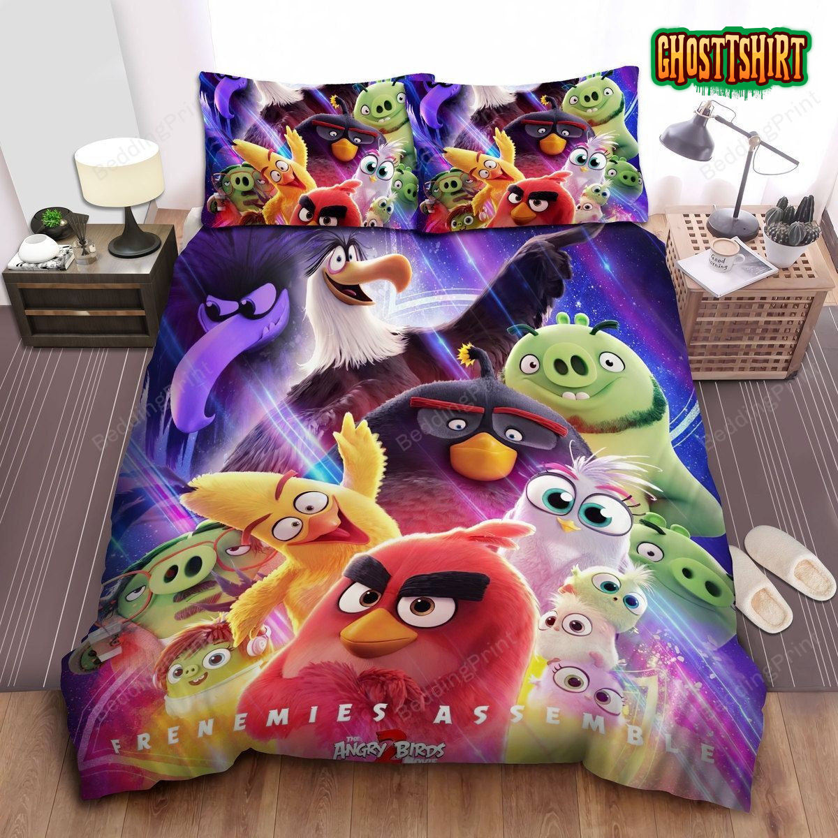 Angry Birds, Bomb Wearing Glasses Bed Sheets Duvet Cover Bedding Set